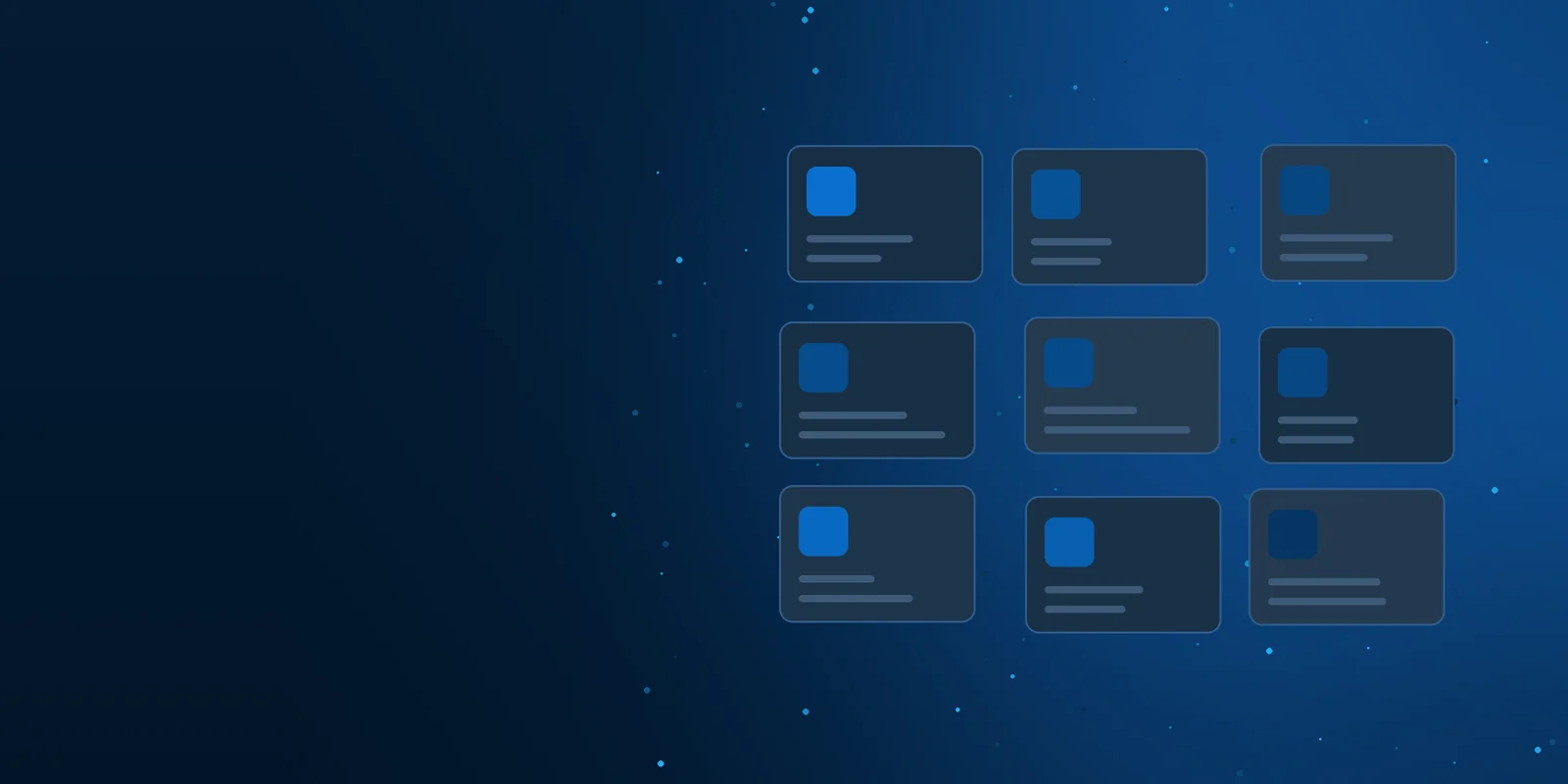 Abstract graphic of a grid of workspace cards in the Logic Networks colours, introducing the article on tidying up Teams