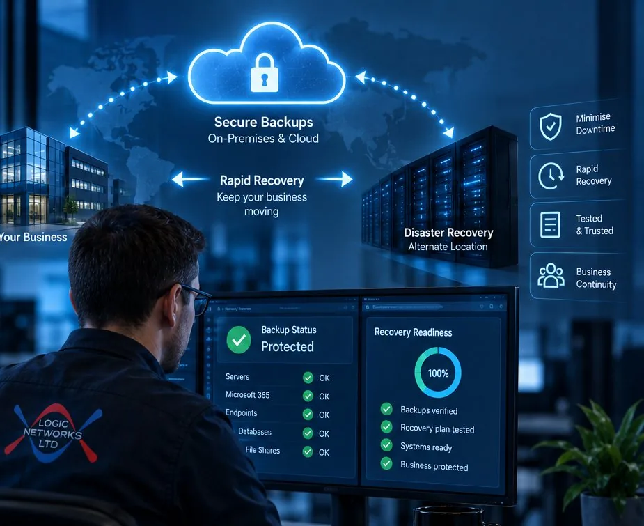 Secure on-premises and cloud backup with tested disaster recovery from Logic Networks